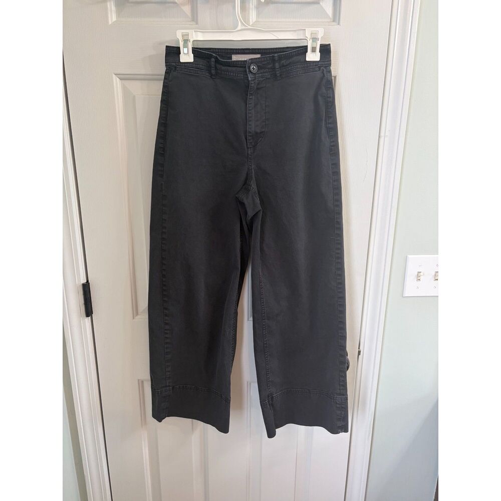 Everlane Wide Leg Black Cotton Crop Pant Trousers Size 2